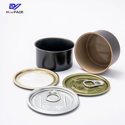 Black 120ml Pet Food Can D65x38mm Circular Tin Containers ISO 9001