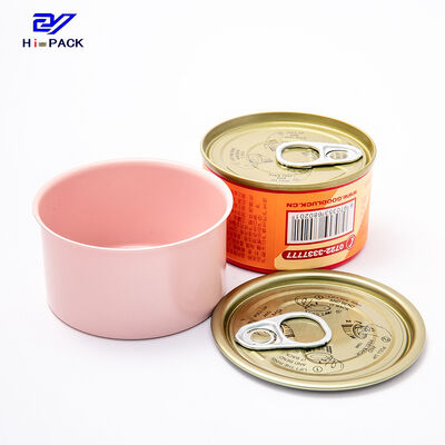 Orange Pink Chicken Tuna Can Packaging D65*34mm Cookie Tin Packaging